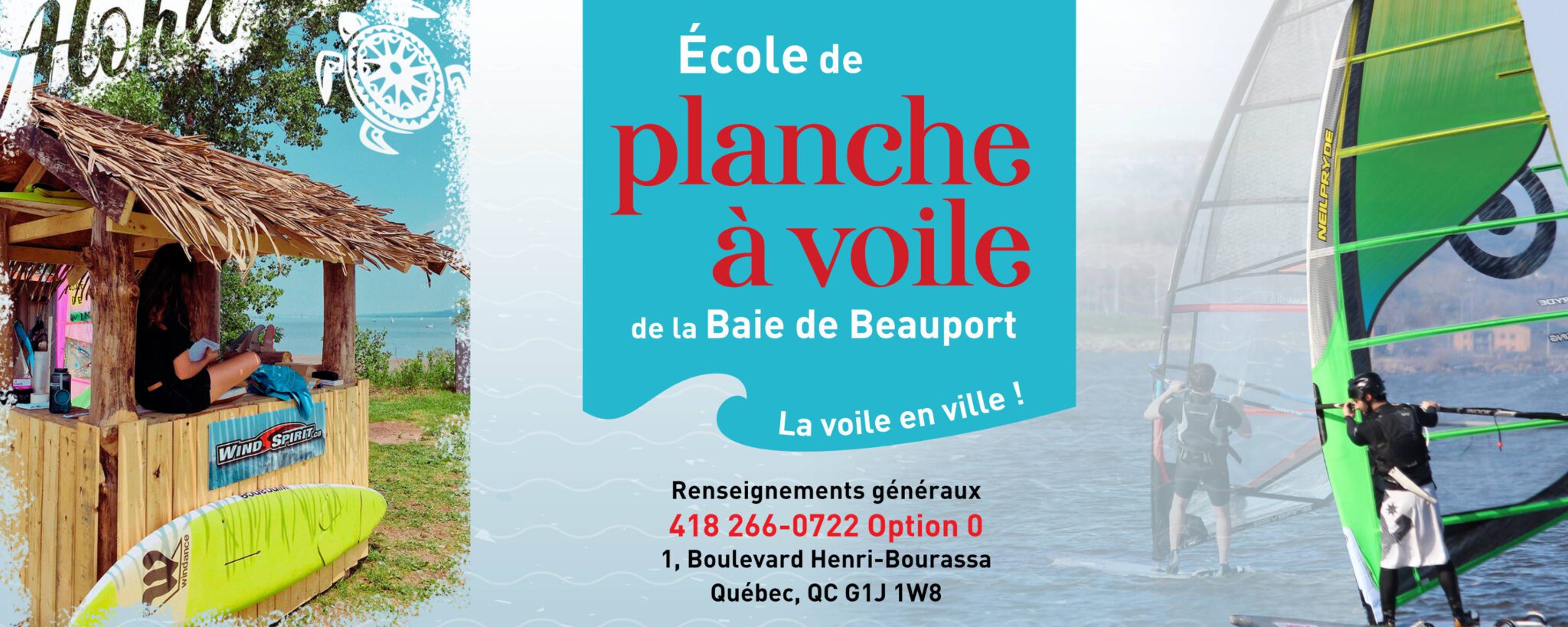 entete site École de planche à voile Baie de Beauport