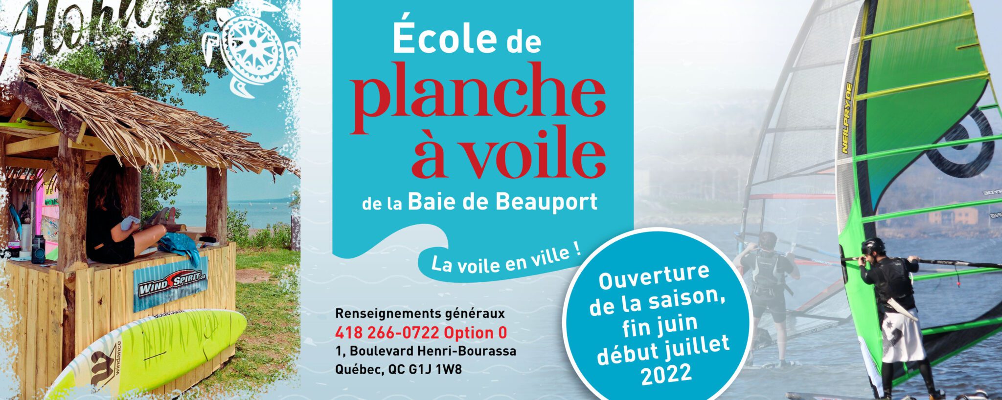 entete site École de planche à voile Baie de Beauport